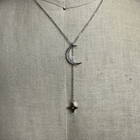 LILI CLASPE Silver Plated Rope The Moon Necklace Lariat New in Box - Picture 4 of 5